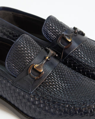 Ton Goût Casablanca Sheepskin Basketwoven Horsebit Loafers Midnight  1