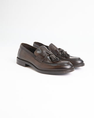 Ton Goût Sheepskin Burnished Tassle Loafers Brown