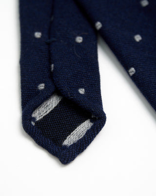 Paolo Albizzati Cashmere Blend Polka Dot Hand Rolled Tip Necktie Navy  2