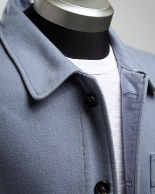 Manto Ice Blue 100% Cashmere Garment Dyed Shirt Jacket Light Blue