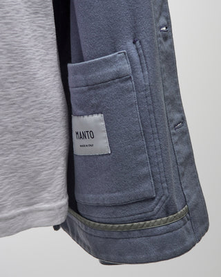 Manto Ice Blue 100% Cashmere Garment Dyed Shirt Jacket Light Blue  3