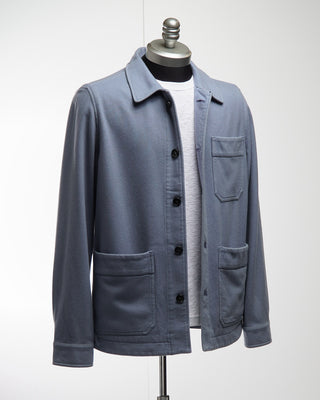  Manto Ice Blue 100% Cashmere Garment Dyed Shirt Jacket Light Blue  8
