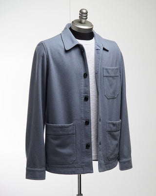 Manto Ice Blue 100% Cashmere Garment Dyed Shirt Jacket Light Blue  8