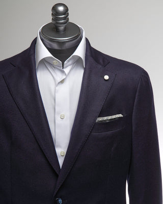 Luigi Bianchi Mantova Drago Skyfall 14.5 Micron Wool  Silk Navy Blazer Navy  1