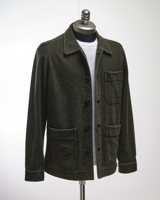 Manto Forest Green 100% Cashmere Garment Dyed Shirt Jacket Green