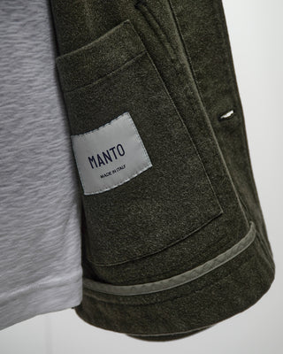 Manto Forest Green 100% Cashmere Garment Dyed Shirt Jacket Green  2