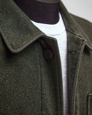 Manto Forest Green 100% Cashmere Garment Dyed Shirt Jacket Green  3