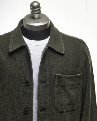 Manto Forest Green 100% Cashmere Garment Dyed Shirt Jacket Green  4