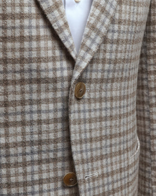 Luigi Bianchi Mantova Winter White Wool  Silk Blend Check Sport Jacket Off White  3