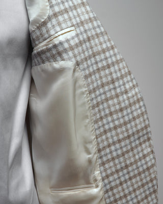 Luigi Bianchi Mantova Winter White Wool  Silk Blend Check Sport Jacket Off White  5