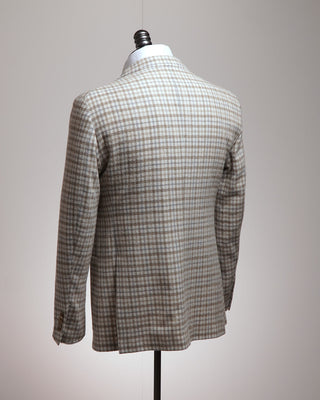 Luigi Bianchi Mantova Winter White Wool  Silk Blend Check Sport Jacket Off White  7