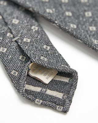 Paolo Albizzati Silk  Wool Neat Square Donegal Hand Rolled Tip Necktie Heather Grey  2
