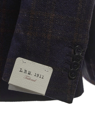 L.B.M. 1911 Wool Linen  Cashmere Check Soft Sport Jacket Navy  Brown  6