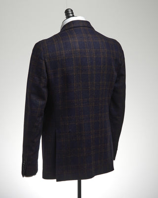L.B.M. 1911 Wool Linen  Cashmere Check Soft Sport Jacket Navy  Brown  7