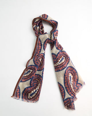 L.B.M. 1911 Midweight Floral Large Paisley Print Soft Wool Scarf Salmon  2
