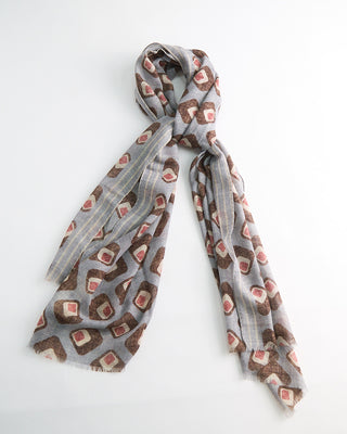L.B.M. 1911 Midweight Retro Shapes Soft Wool Scarf Light Blue  2
