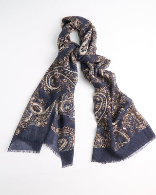 L.B.M. 1911 Midweight Mehndi Style Soft Wool Scarf Blue