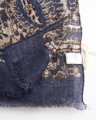 L.B.M. 1911 Midweight Mehndi Style Soft Wool Scarf Blue  2