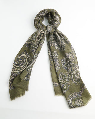 L.B.M. 1911 Midweight Abstract Soft Wool Scarf Olive 