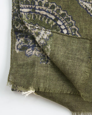 L.B.M. 1911 Midweight Abstract Soft Wool Scarf Olive  3
