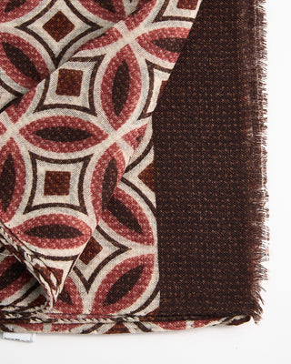 L.B.M. 1911 Midweight Mosaic Print Soft Wool Scarf Rust  1