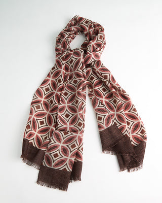 L.B.M. 1911 Midweight Mosaic Print Soft Wool Scarf Rust  2