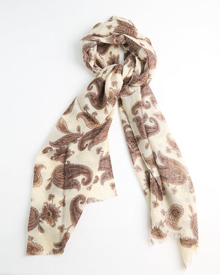 L.B.M. 1911 Midweight Paisley Soft Wool Scarf Off White