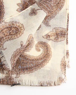 L.B.M. 1911 Midweight Paisley Soft Wool Scarf Off White  3