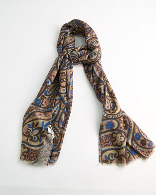 L.B.M. 1911 Midweight Bold Paisley Soft Wool Scarf Navy  Brown  3