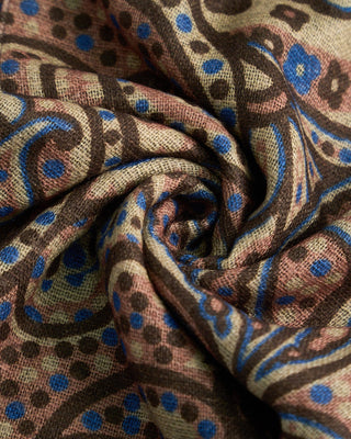 L.B.M. 1911 Midweight Bold Paisley Soft Wool Scarf Navy  Brown  4