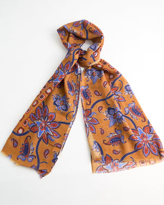 L.B.M. 1911 Midweight Floral Paisley Print Soft Wool Scarf Safron  2