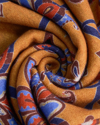L.B.M. 1911 Midweight Floral Paisley Print Soft Wool Scarf Safron  3