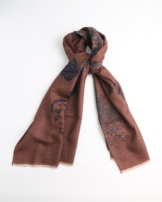 L.B.M. 1911 Soft Brushed Wool Tonal Exploded Paisley Scarf Brown