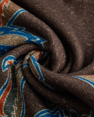 L.B.M. 1911 Midweight Large Floral Print Soft Wool Scarf Brown  4