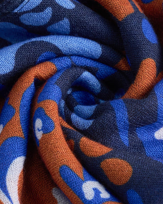 L.B.M. 1911 Midweight Floral Watermark Print Soft Wool Scarf Navy  Brown  5