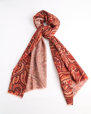 L.B.M. 1911 Soft Brushed Wool Artistic Floral Scarf Tan