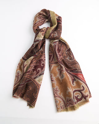 L.B.M. 1911 Soft Brushed Wool Paisley Scarf Burgundy