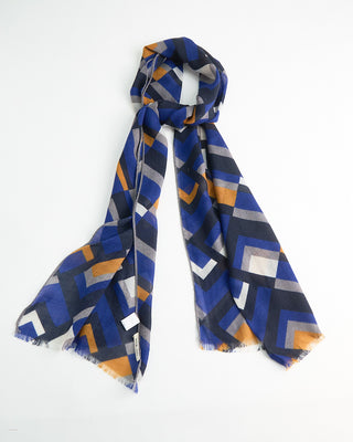 L.B.M. 1911 Midweight Angle Print Soft Wool Scarf Blue  Black  3