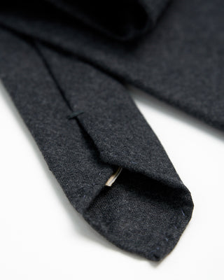 Paolo Albizzati Wool  Cashmere Solid Hand Rolled Tip Necktie Charcoal  2