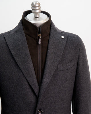 Luigi Bianchi Mantova Colombo Wool  Cashmere Hybrid Travel Topcoat Grey  2