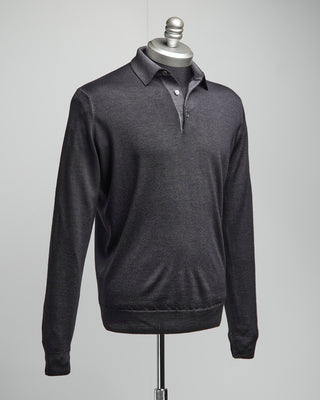 Filippo De Laurentiis 16 Gauge Garment Dyed Polo Grey  5