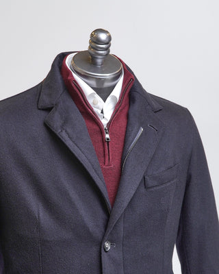 Manto Navy Wool  Cashmere Quilted Hybrid Jacket Navy  5