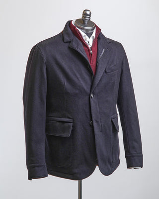 Manto Navy Wool  Cashmere Quilted Hybrid Jacket Navy  7