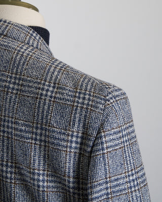 Luigi Bianchi Mantova Blue Brown Cream Glencheck Sport Jacket Blue 2645