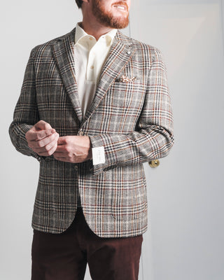 L.B.M. 1911 Wool Glencheck Sport Jacket Caramel 2