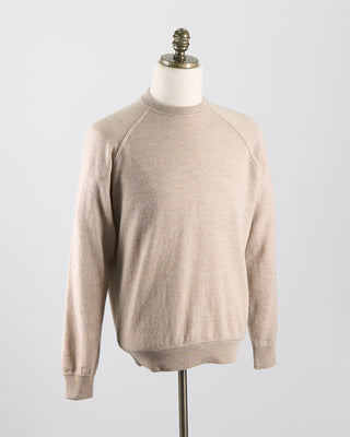 Filippo De Laurentiis Wardrobe Staple Cashmere Blend Raglan Crewneck Casual Sweater Beige 0