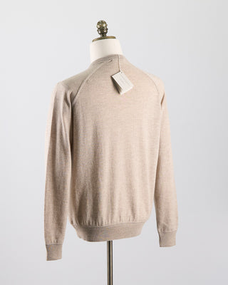 Filippo De Laurentiis Wardrobe Staple Cashmere Blend Raglan Crewneck Casual Sweater Beige 0 1