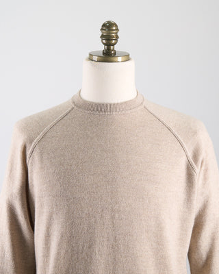 Filippo De Laurentiis Wardrobe Staple Cashmere Blend Raglan Crewneck Casual Sweater Beige 0 2