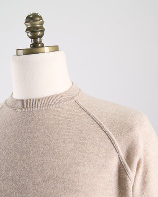 Filippo De Laurentiis Wardrobe Staple Cashmere Blend Raglan Crewneck Casual Sweater Beige 0 4