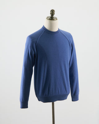 Filippo De Laurentiis Wardrobe Staple Cashmere Blend Raglan Crewneck Casual Sweater Blue 0